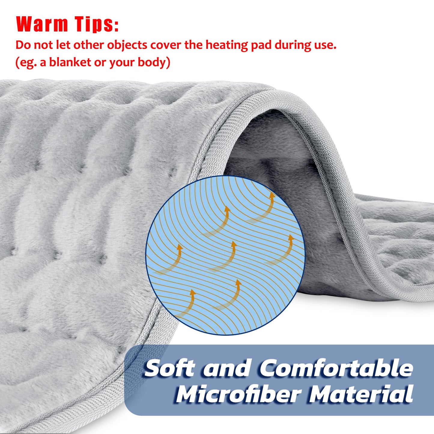 Electric Heating pad with 6 Heat Settings, Auto Shut Off, Dry Electric Heating for Back Neck Knee Arms Legs Shoulder Heat Pads for Christmas Birthday Father Mother's Day (24"X12", Gray Green)