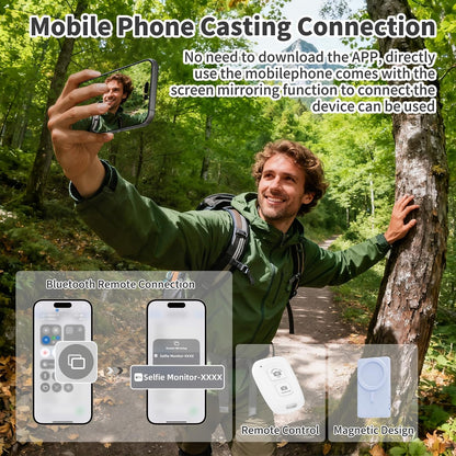 Selfie Monitor Screen, Vlog 4K 30fps Video Recording for iPhone & Android Using Phone Rear Camera for Selfie Vlog Live Stream TikTok, with Blue Tooth Remote, Content Creator Essentials (Purple)