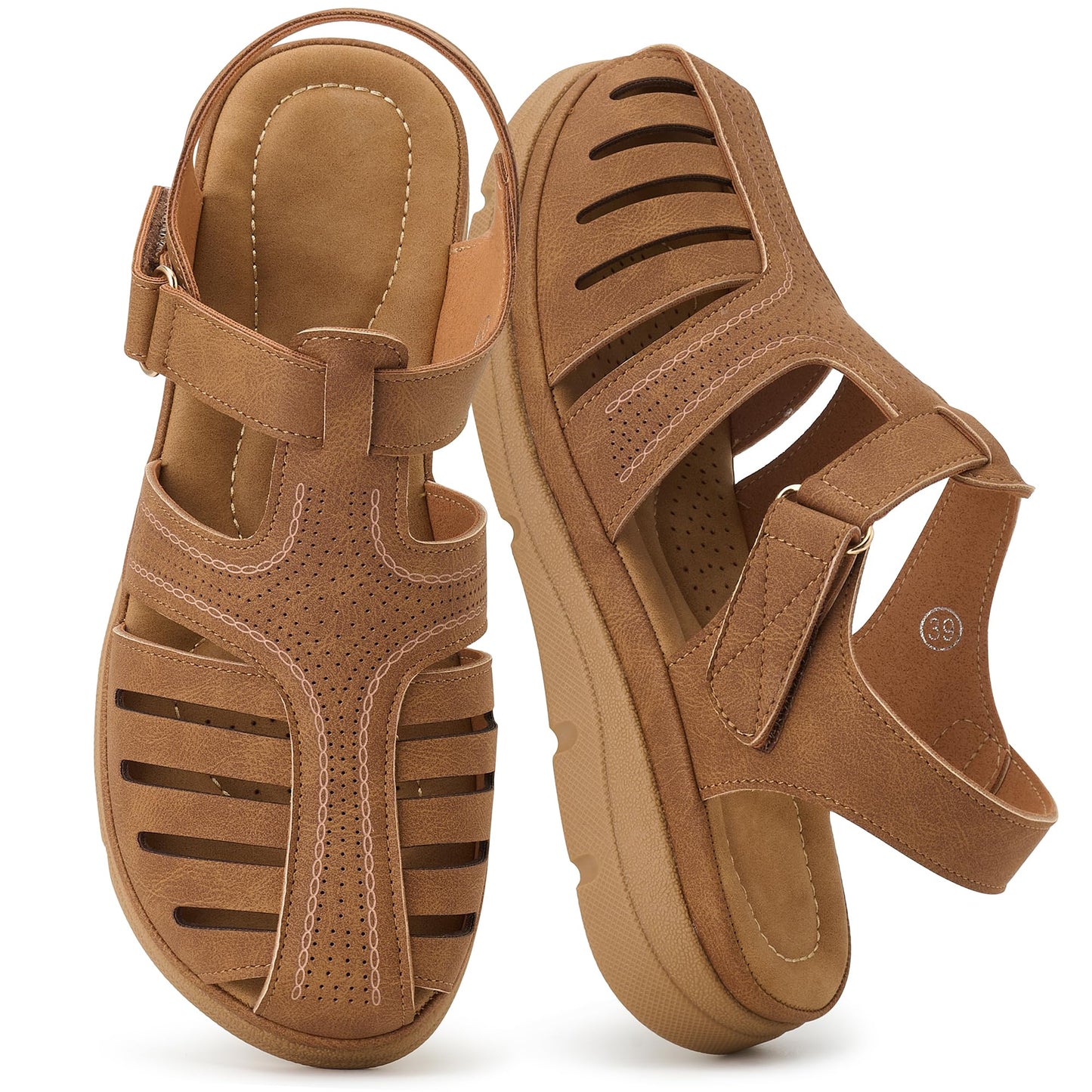 Womens Summer Flat Sandals: Comfortable Closed Toe Dressy Flats Sandals Ankle Strap Casual Outdoor Fisherman Walking Sandal