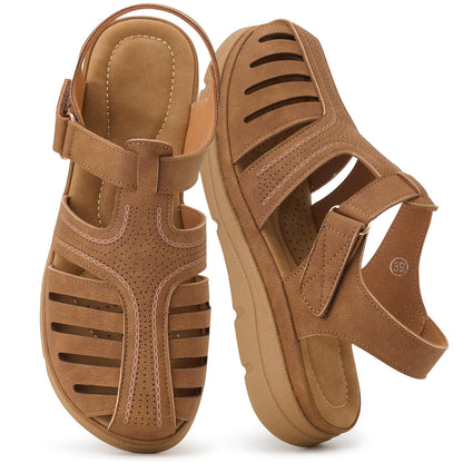 Womens Summer Flat Sandals: Comfortable Closed Toe Dressy Flats Sandals Ankle Strap Casual Outdoor Fisherman Walking Sandal