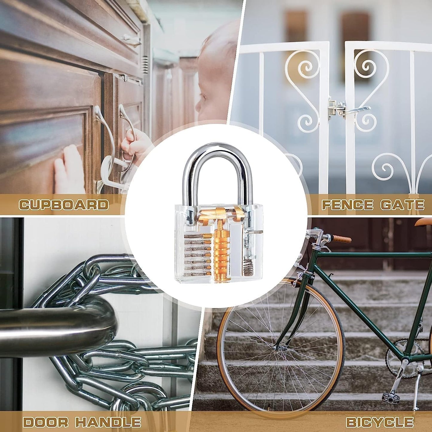 Protect Picking Waterproof Rust Resistant for Outdoor Brass Keyed Padlock Lock Set 3 Pack Alike Lock Kit with Hardened Steel Shackle Pick Gate Shed St