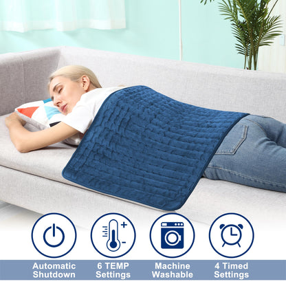 Electric Heating pad with 6 Heat Settings, Auto Shut Off, Dry Electric Heating for Back Neck Knee Arms Legs Shoulder Heat Pads for Christmas Birthday Father Mother's Day (24"X12", Gray Green)