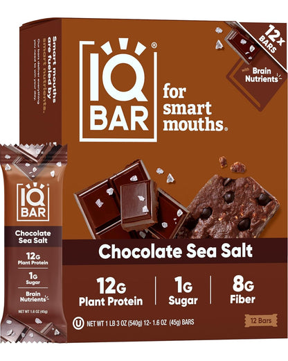 IQBAR Clean Plant Protein Bars, Almond Butter Chip 12-Count | Protein Snack | High Fiber, High Protein, Low Sugar, Clean Label Project Certified | Gluten Free, Dairy Free, Vegan, Keto, Soy Free