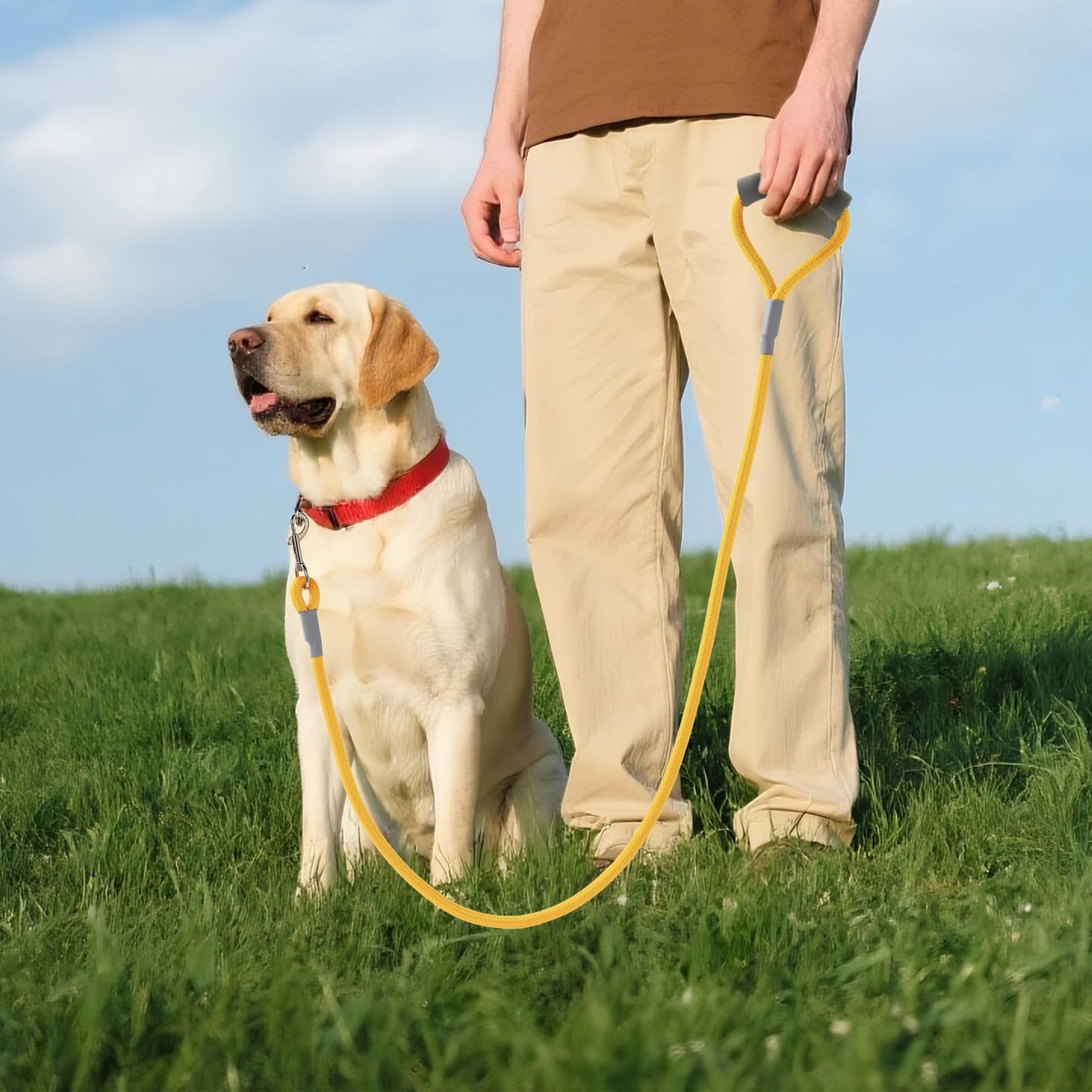 Mile High Life Dog Leash, 5FT x 1/2IN Black, with Padded Handle | Heavy-duty nylon rope leash with soft handle & steel tips. Comfortable grip for daily walks with small to large dogs.