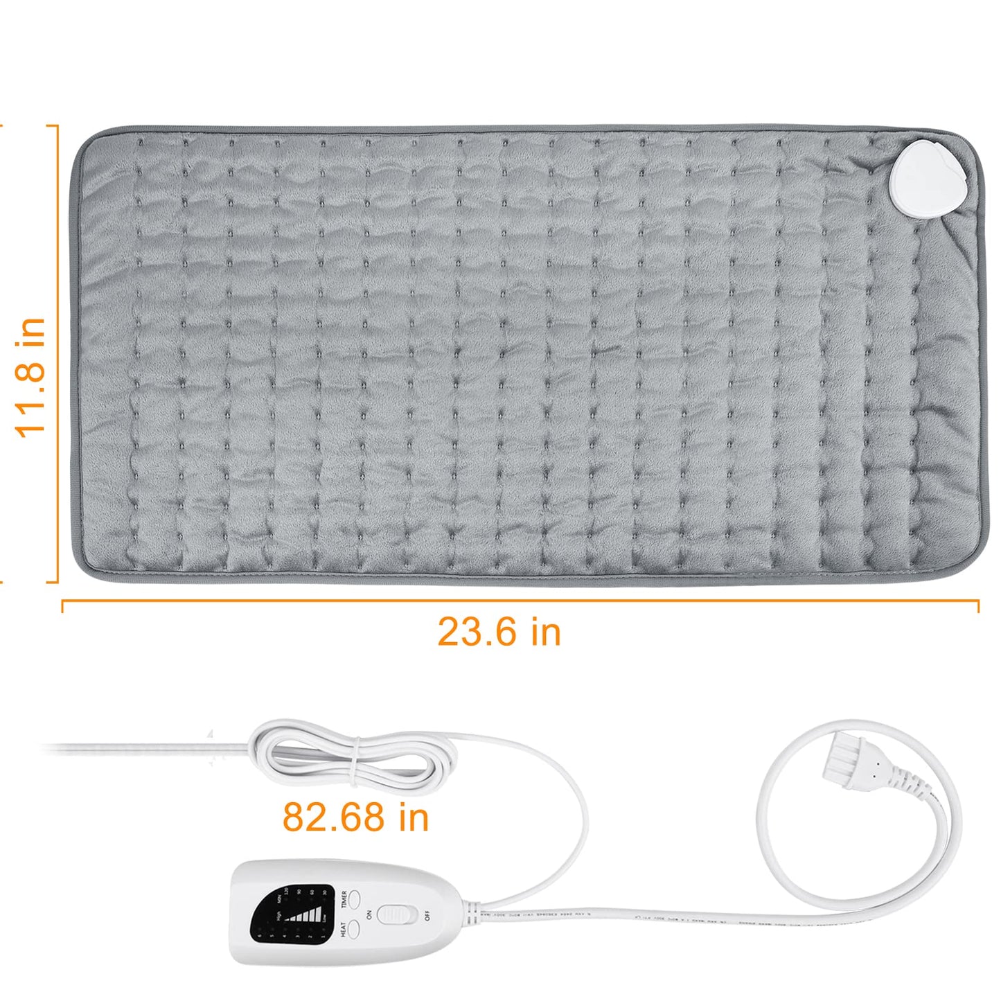 Electric Heating pad with 6 Heat Settings, Auto Shut Off, Dry Electric Heating for Back Neck Knee Arms Legs Shoulder Heat Pads for Christmas Birthday Father Mother's Day (24"X12", Gray Green)