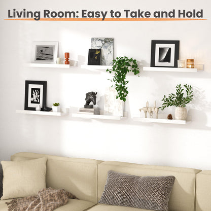 upsimples Floating Shelves for Wall, Wall Shelves for Decor Storage Set of 6, Wall Mounted Wood Shelf for Bedroom, Living Room, Bathroom, Kitchen, Picture Ledge Shelf, Black