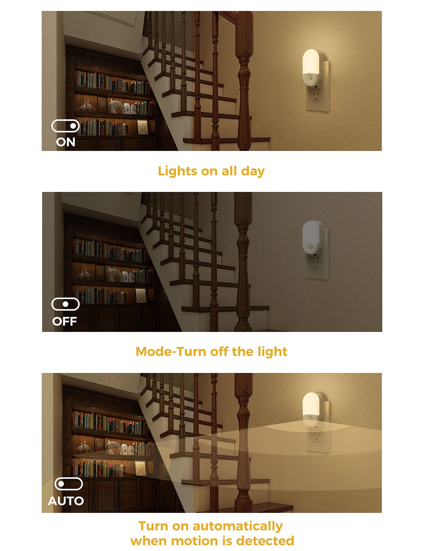 L LOHAS LED Motion Sensor Night Light, 2Pack, Motion Activated Night Light, Night Lights Plug into Wall Motion Sensor, 3000K Warm White, Adjustable Brightness 30/60LM, for Kids Adults Bathroom Bedroom