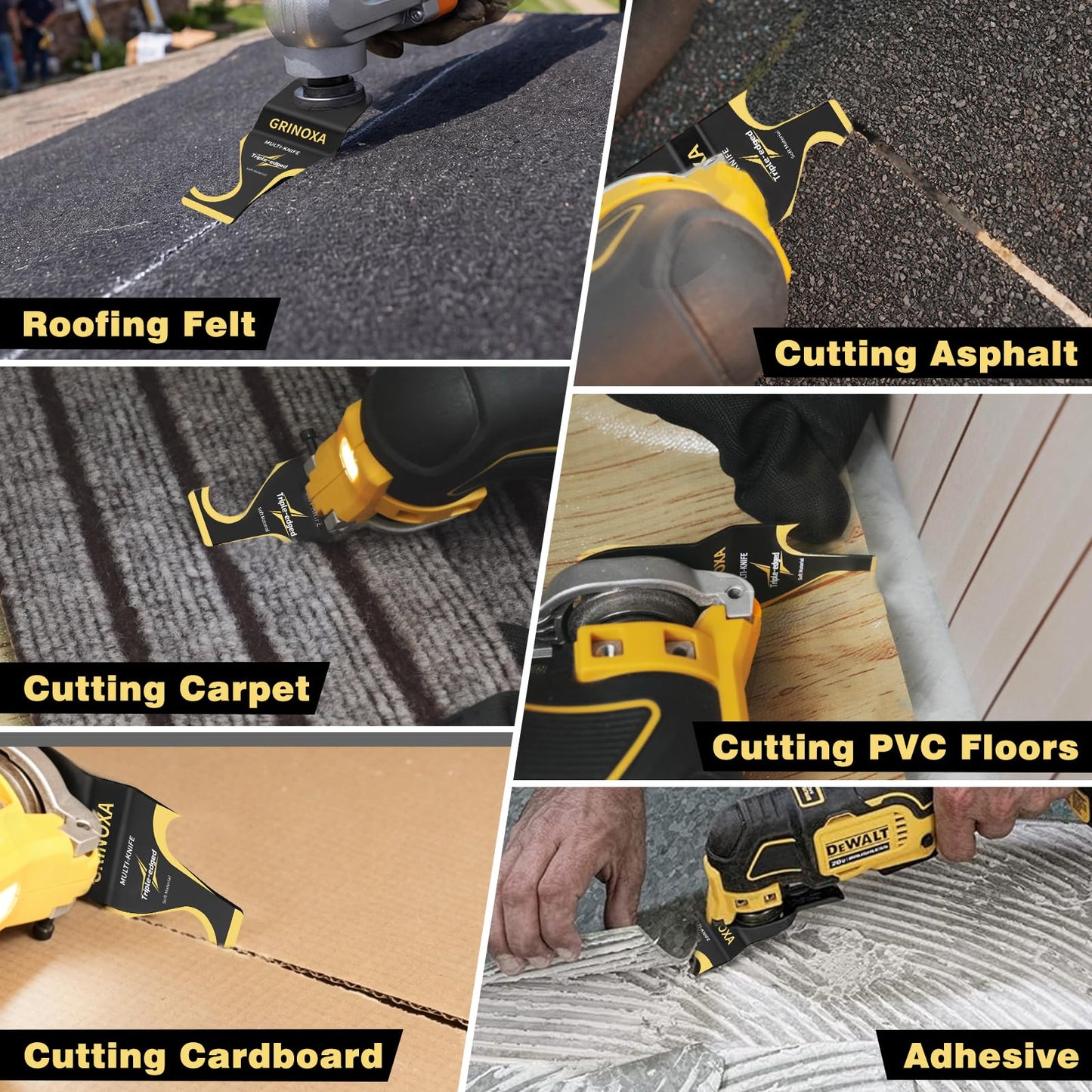 4PCS Hook Knife Oscillating Multitool Blades,Triple-Edge Push Pull Scraper Oscillating Multi Tool for Roofing Shingles,PVC Floor,Carpet,Cardboard Cutting Fit DeWalt, Milwaukee,Ryobi,Fein,Rockwell