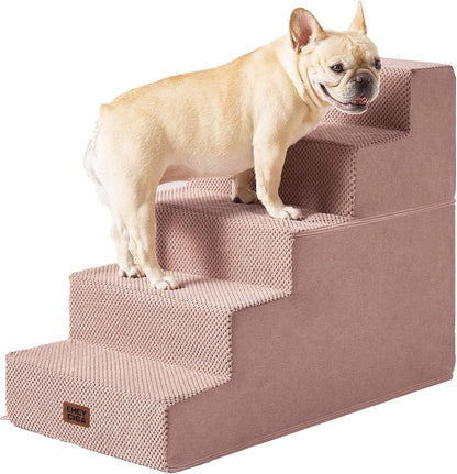 EHEYCIGA Dog Stairs for Small Dogs 13.5" H, 3-Step Dog Steps for Couch Sofa and Chair, Pet Steps for Medium Cats, Non-Slip Balanced Pet Ramp Indoor, Grey