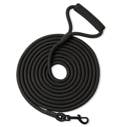Mile High Life Dog Leash, 5FT x 1/2IN Black, with Padded Handle | Heavy-duty nylon rope leash with soft handle & steel tips. Comfortable grip for daily walks with small to large dogs.