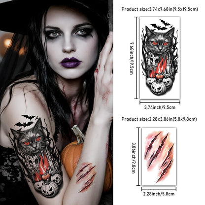 Yazhiji 36 Sheets Temporary Tattoos Stickers, 12 Sheets Fake Body Arm Chest Shoulder Tattoos for Men or Women with 24 PCS Tiny Black Tattoos