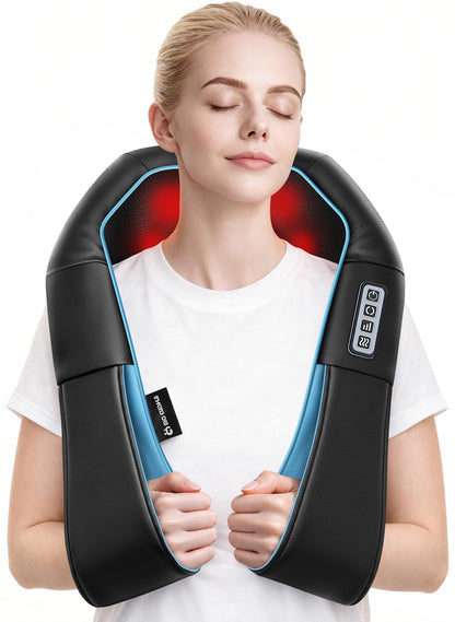 Mo Cuishle Women Men Gifts, Shiatsu Back Shoulder and Neck Massager with Heat, Electric Deep Tissue 4D Kneading Massage, Best Gifts for Mom Dad Wife Husband her Him, Christmas, Birthday (NOT Cordless)