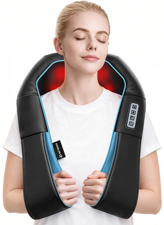 Mo Cuishle Women Men Gifts, Shiatsu Back Shoulder and Neck Massager with Heat, Electric Deep Tissue 4D Kneading Massage, Best Gifts for Mom Dad Wife Husband her Him, Christmas, Birthday (NOT Cordless)