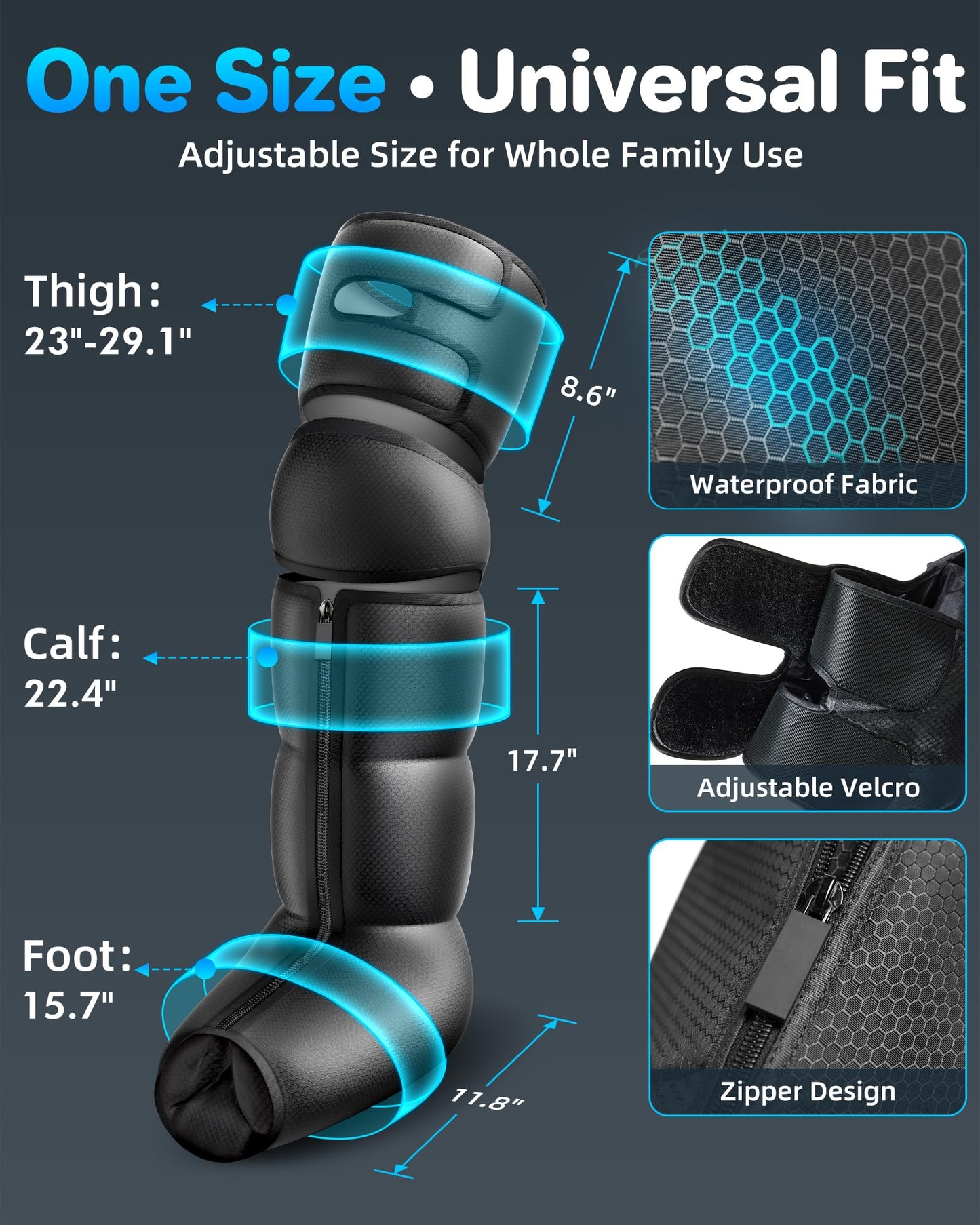 YINGGG Leg Massager with Heat and Compression - Foot and Calf Massage Sleeve with 3 Heat, 6 Intensities, 6 Modes, Compression Boots for Circulation and Pain Relief