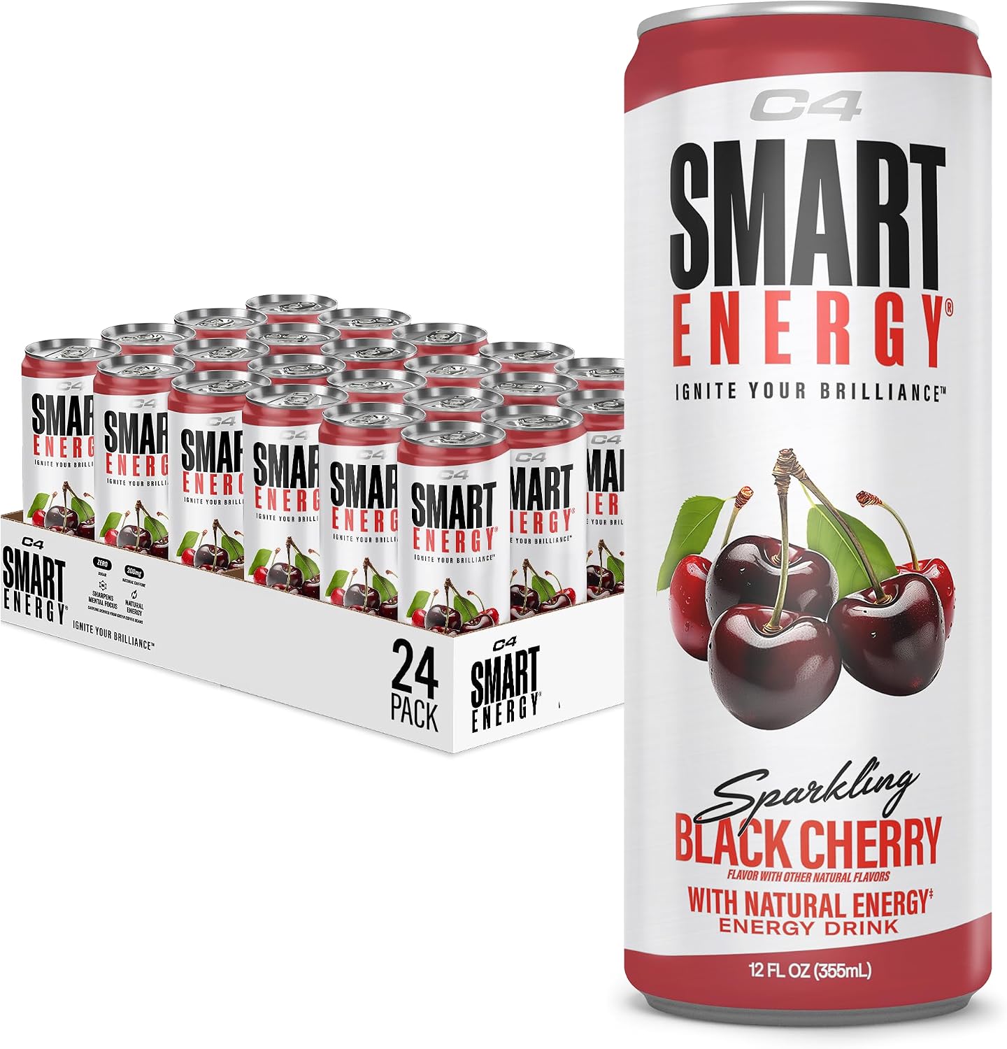 C4 Smart Energy Drinks Variety Pack, Sugar Free Performance Fuel & Nootropic Brain Booster, Coffee Substitute or Alternative, 4 Flavor Berry Breeze Variety (Pack of 24)
