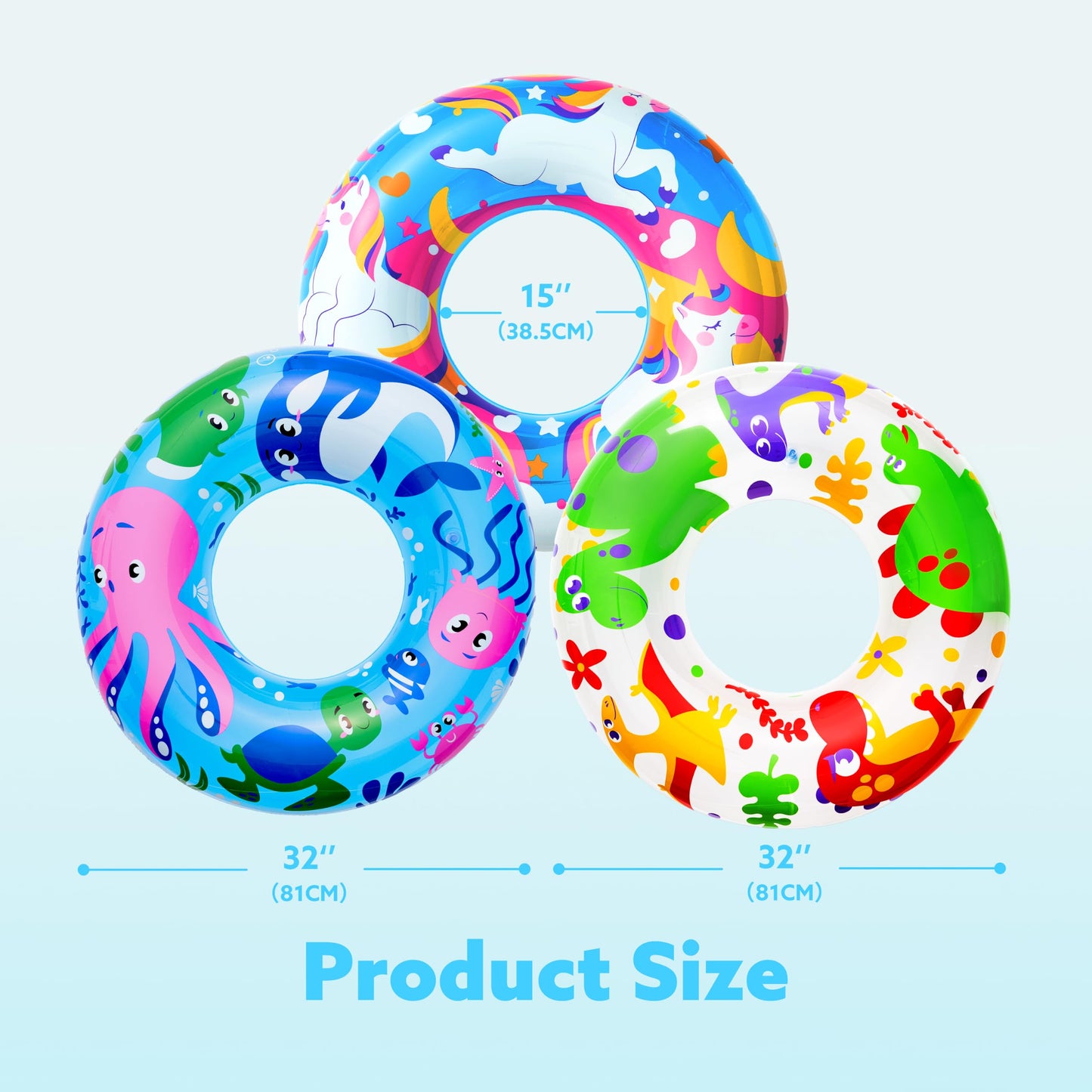 JOYIN Inflatable Swim Tube Raft (3 pack) with Summer Fruits Painting, Pool Toys for Swimming Pool Party Decorations