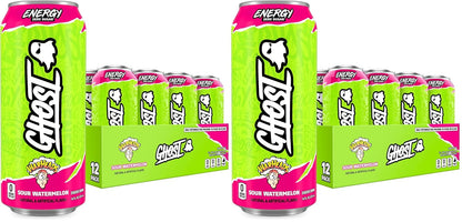 GHOST Energy Drink, Zero Sugars, 12-Pack, Cherry Limeade, 16oz | Energy & Focus Pre Workout Drink, No Artificial Colors, Gluten-Free, Vegan - 200MG Natural Caffeine, L-Carnitine, Taurine