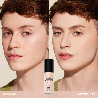 Milani Conceal + Perfect 2-in-1 Foundation + Concealer for a Flawless Complexion, Under Eye Corrector, Cover Redness and Imperfections, Waterproof and Sweatproof - 05A-Natural Beige