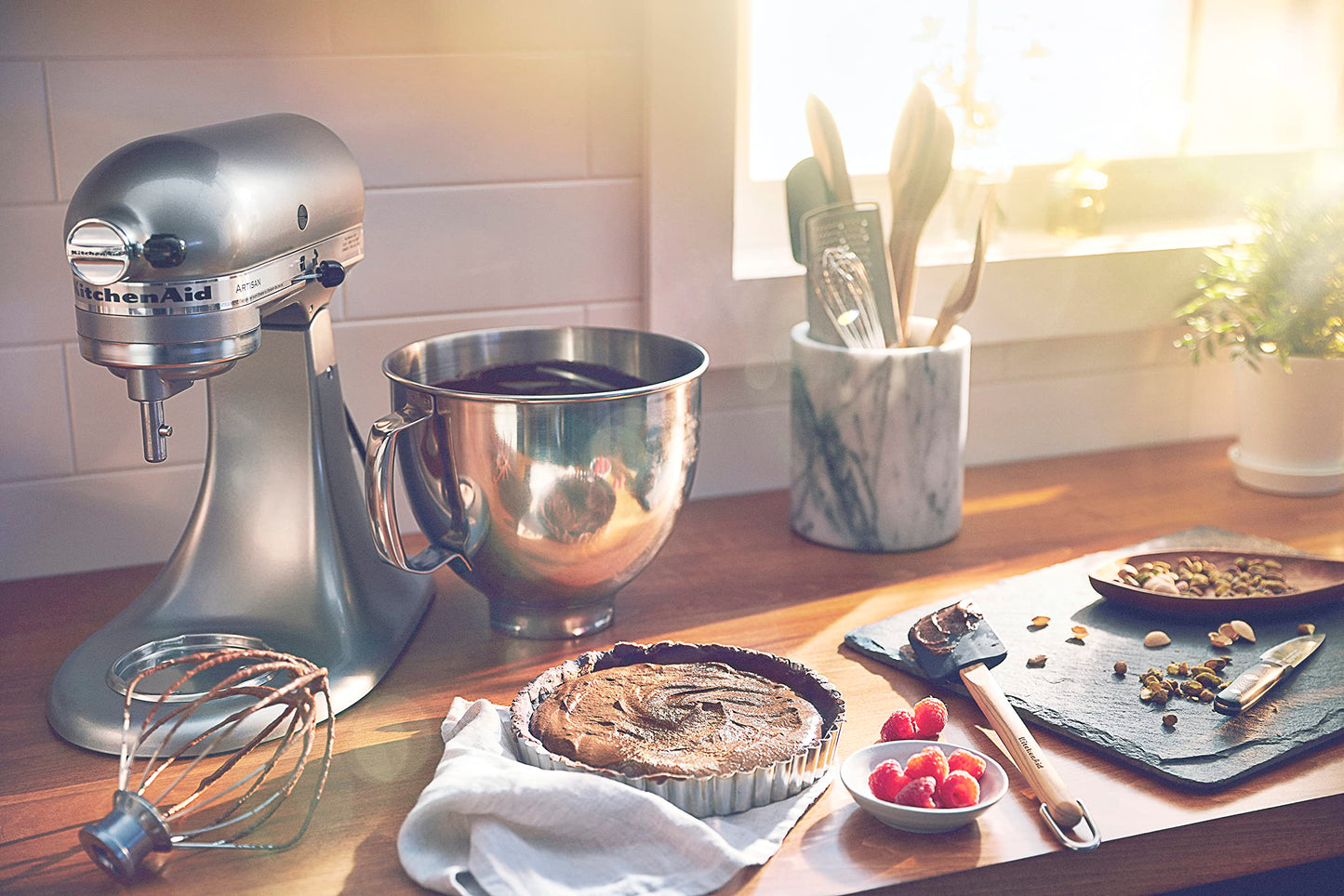 KitchenAid Artisan Series 5 Quart Tilt Head Stand Mixer with Pouring Shield KSM150PS, Almond Cream