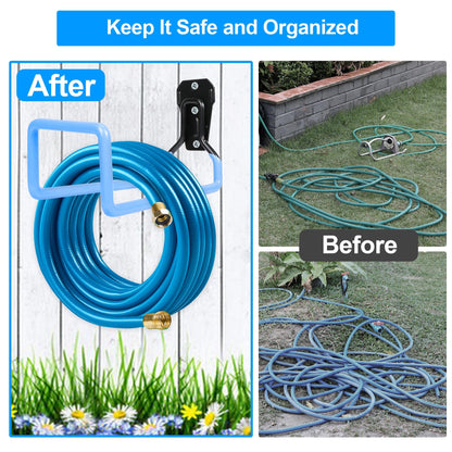 PeoMev Metal Garden Hose Holder - Heavy Duty Hose Hanger Wall Mounted Water Hose Holder for Outside Yard, Sturdy Hose Reel Hose Hooks for Water Hose, Extension Cords