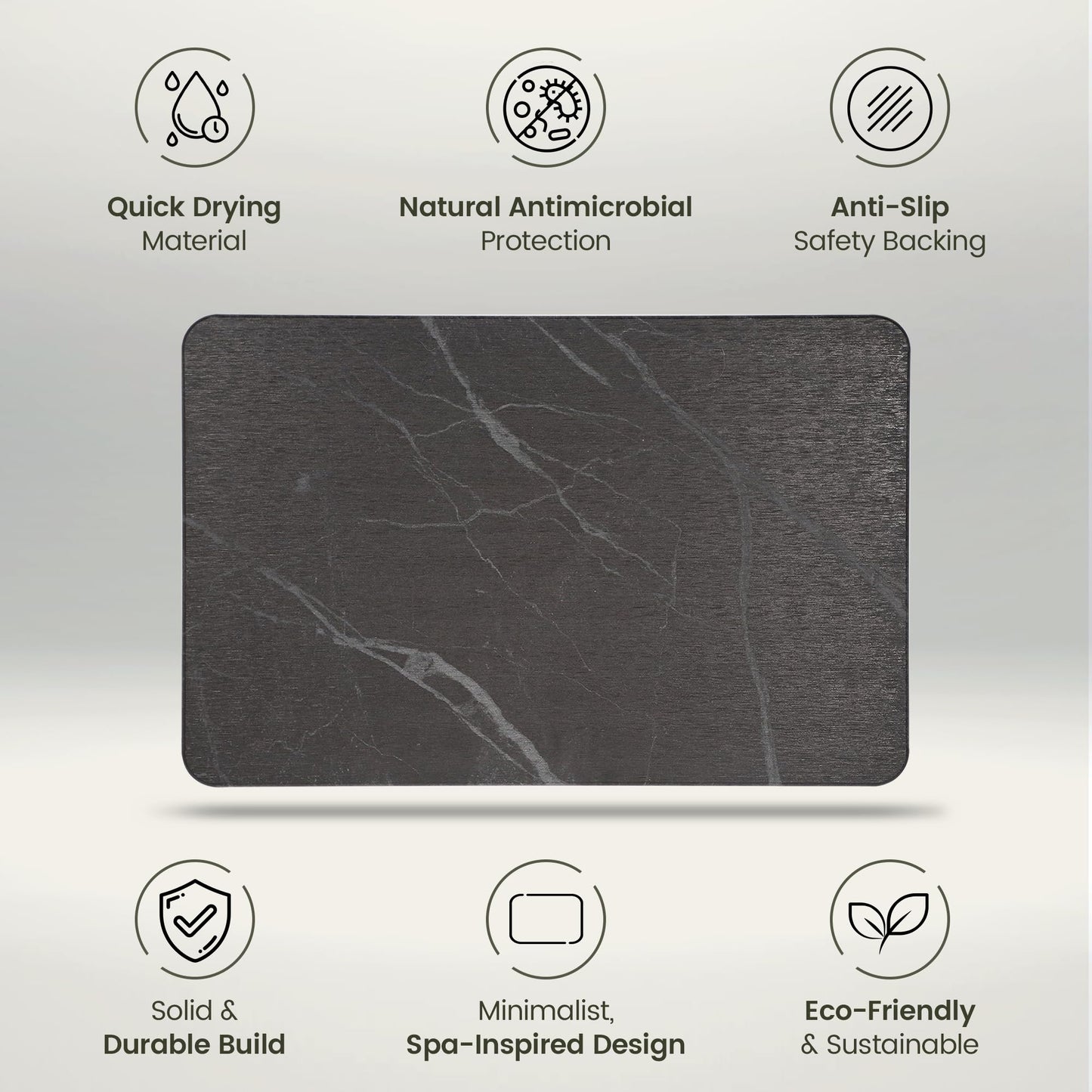 Quick Dry Shower Stone Bath Mat, Super Absorbent & Non-Slip 24 x 16 Inch Diatomaceous Earth Mat, Durable & Easy to Clean Diatomite Bath Mat for Bathroom Floor/Kitchen (River Silt)
