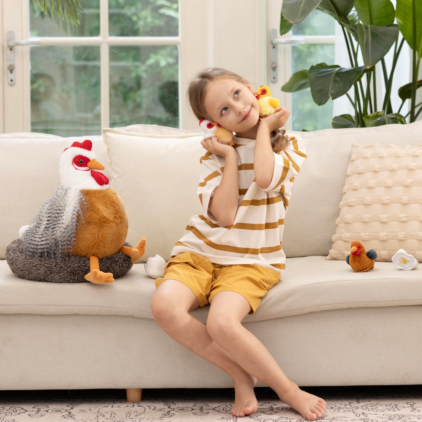 MaoGoLan 8Pcs Chicken Stuffed Animals, Stuffed Hen Plush Toys with Babies Chickens and Eggs, Nest House Plush Set, Cute and Soft Farm Stuffed Animals Gift for Kids