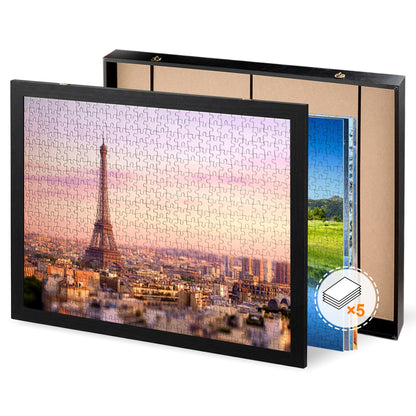 ALL4JIG Premium Wooden Puzzle Picture Frame with 5-Puzzle Storage Capacity for 1000 Piece Puzzles, Tool-Free Easy Assemble Display, Non-Glue Mounting Kit & Hanging Hardware Included (29" x 25")