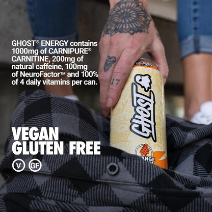 GHOST Energy Drink, Zero Sugars, 12-Pack, Cherry Limeade, 16oz | Energy & Focus Pre Workout Drink, No Artificial Colors, Gluten-Free, Vegan - 200MG Natural Caffeine, L-Carnitine, Taurine