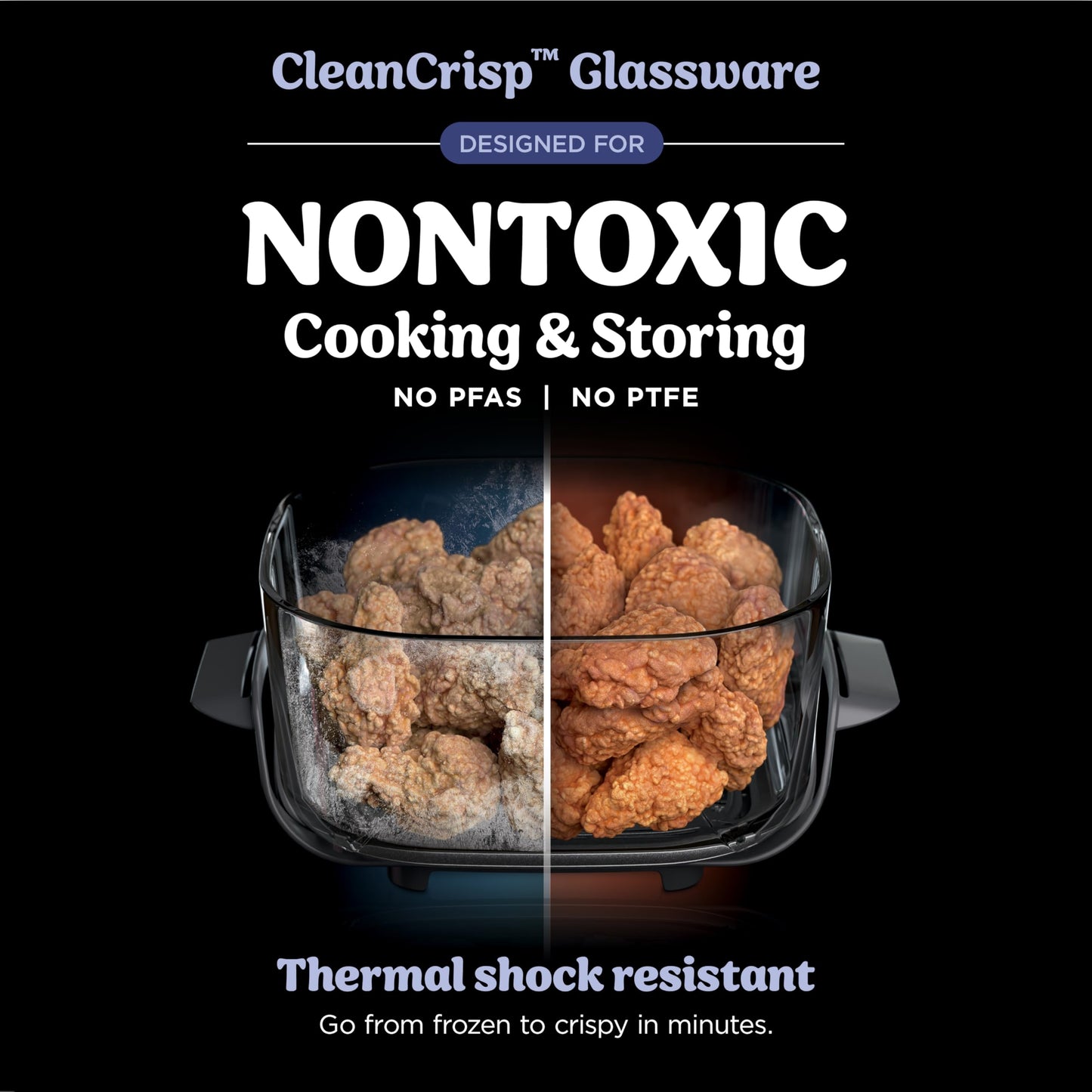 Ninja Crispi 4 in 1 Glass Air Fryer, 450°F, Non Toxic, 4QT and 6 Cup Containers with Lids, Dishwasher Safe, Cyberspace Gray, 1 Count, FN101GY