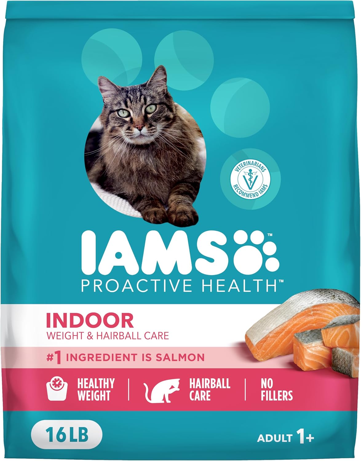 IAMS Proactive Health Indoor Dry Cat Food, Chicken & Turkey, 7 lb | Vet-recommended, Real Chicken #1 Ingredient, Proprietary Fiber Blend, Prebiotics for Healthy Digestion, Hairball Control