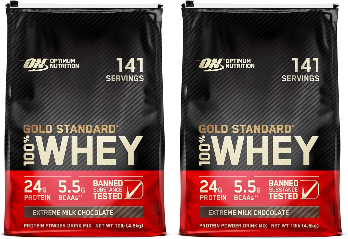 Optimum Nutrition Gold Standard 100% Whey Protein Powder, Extreme Milk Chocolate, 10 Pound (Packaging May Vary) (Pack of 2)