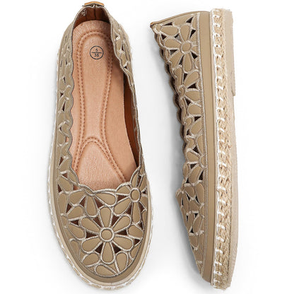 HEAWISH Women’s Ballet Flat Daisy Round Toe Dress Shoes Casual Slip On Rope Loafer