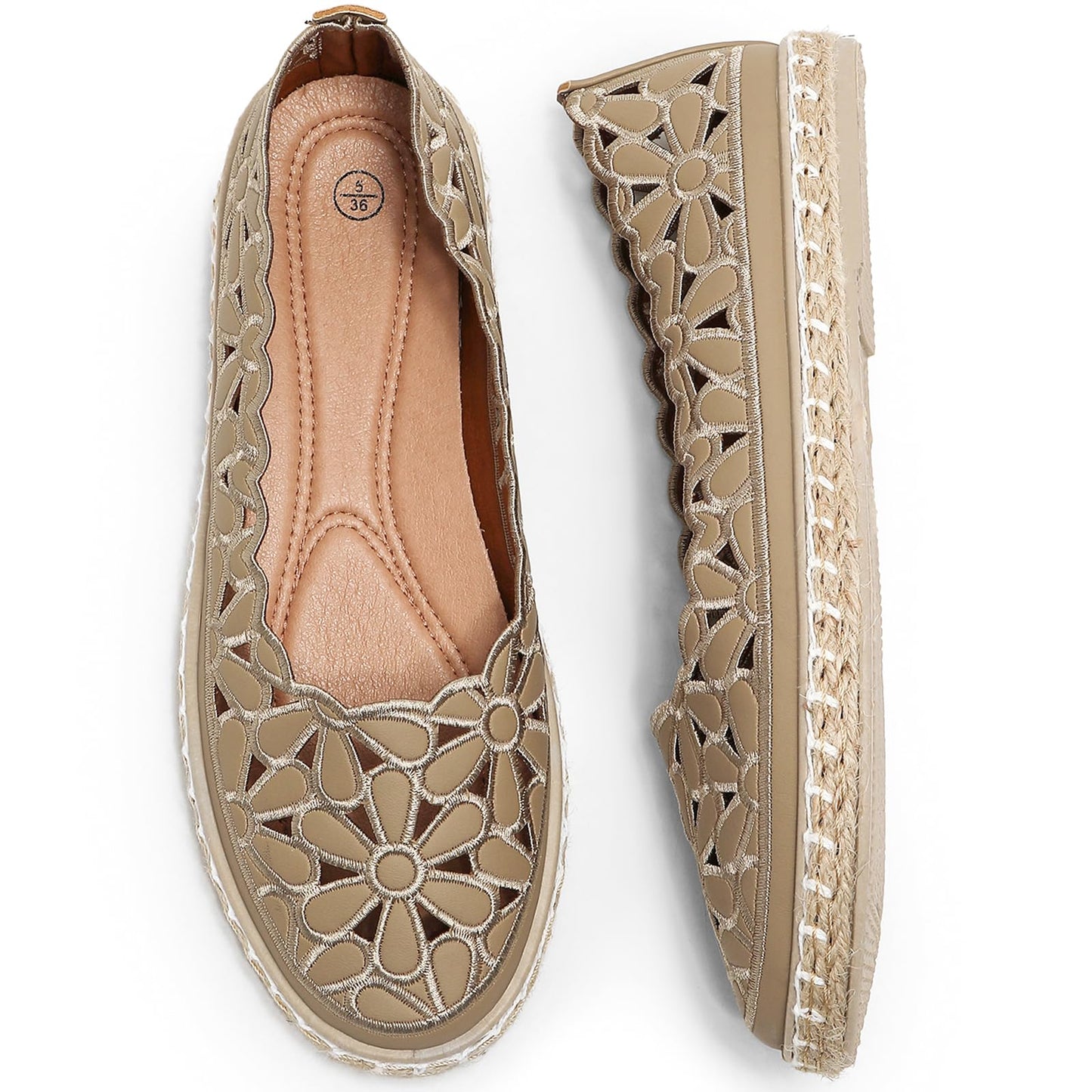 HEAWISH Women’s Ballet Flat Daisy Round Toe Dress Shoes Casual Slip On Rope Loafer