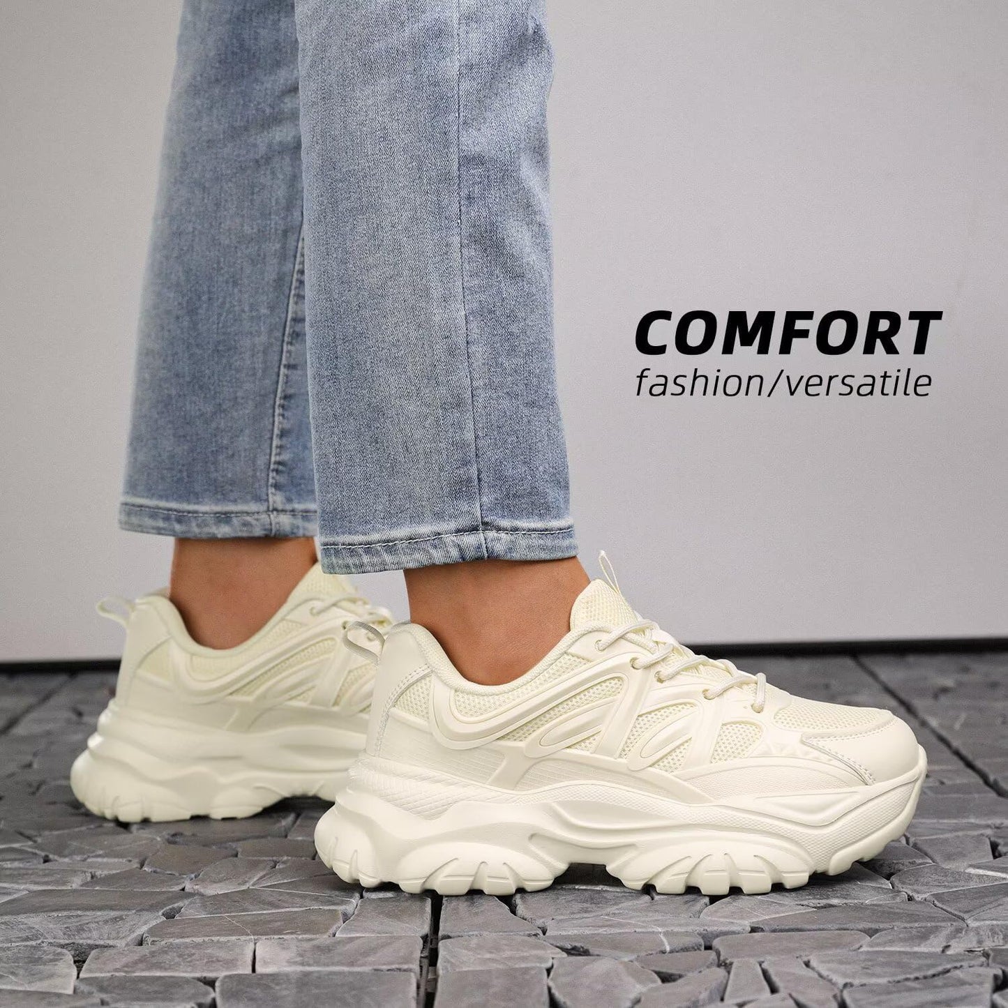 Women's Road Running Shoes Non Slip Ladies Walking Fashion Athletic Chunky Sneakers Work Gym Comfort Lightweight Mesh Soft Sole