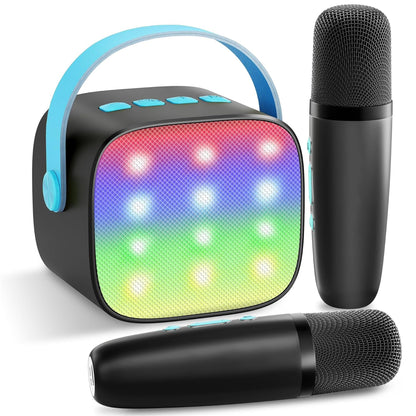 YLL Mini Karaoke Machine for Kids Adults, Portable Bluetooth Speaker with 2 Wireless Microphones, Trendy Birthday Gifts Toys for Girls Ages 3, 4, 5, 6, 7, 8, 9, 10+ Years Old Home Family Party (P-ink)