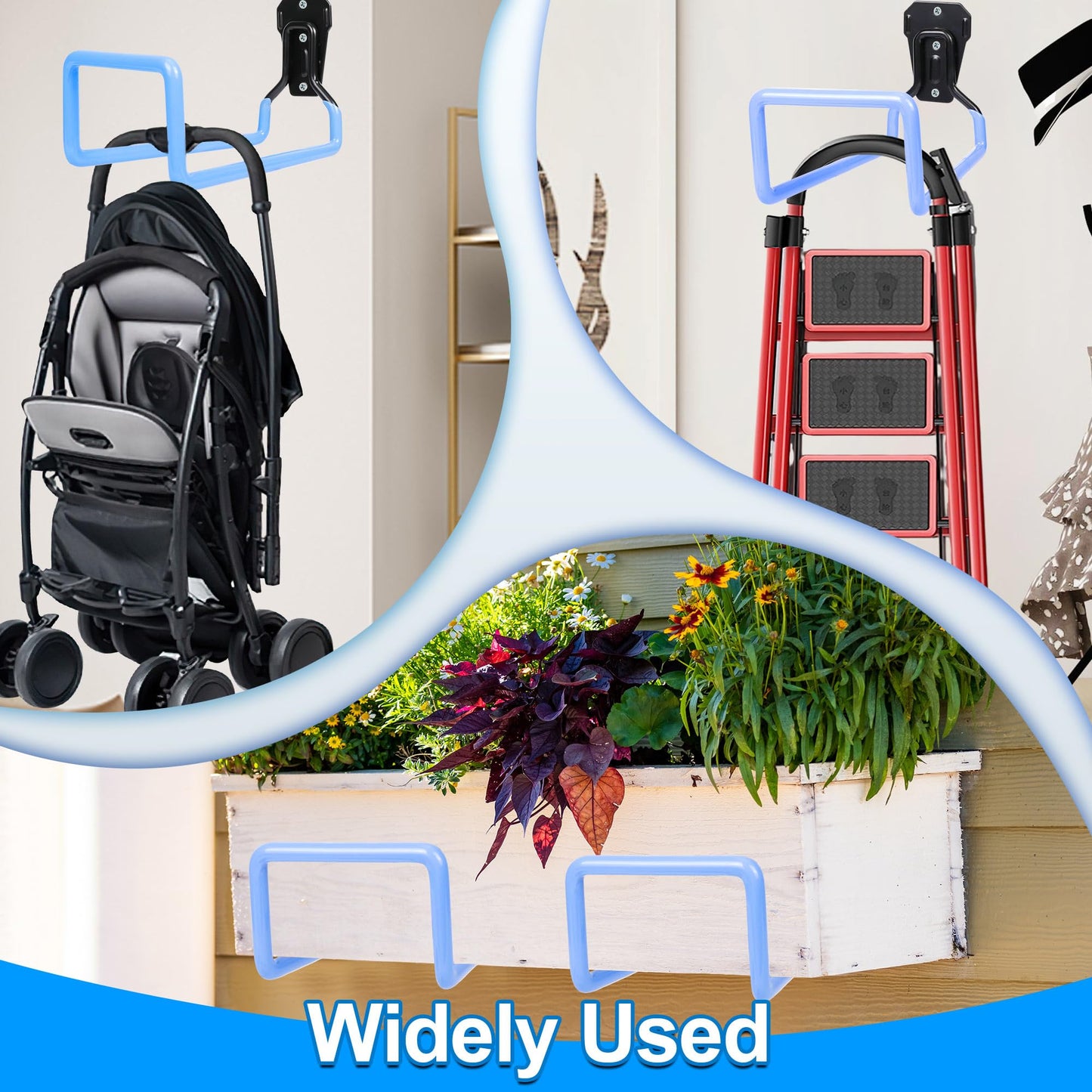 PeoMev Metal Garden Hose Holder - Heavy Duty Hose Hanger Wall Mounted Water Hose Holder for Outside Yard, Sturdy Hose Reel Hose Hooks for Water Hose, Extension Cords