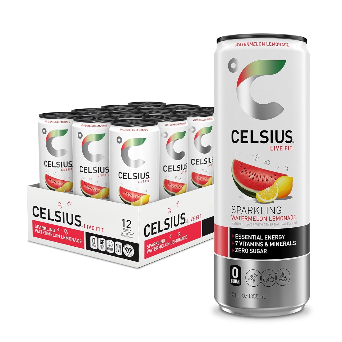 CELSIUS Sparkling Orange, Sugar Free Energy Drink, 12 Fl Oz (Pack of 12)