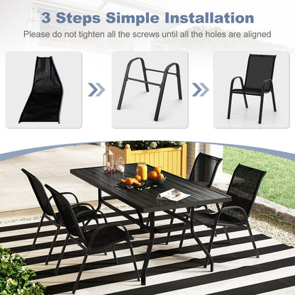 Tangkula Patio Dining Chairs Set of 4, Outdoor Stackable All Weather Heavy Duty Dining Chairs Set with Armrests, Support 330 LBS, for Poolside, Backyard, Garden, Deck, Front Porch (Brown)