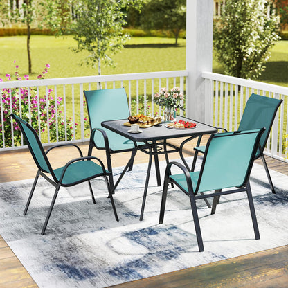 Tangkula Patio Dining Chairs Set of 4, Outdoor Stackable All Weather Heavy Duty Dining Chairs Set with Armrests, Support 330 LBS, for Poolside, Backyard, Garden, Deck, Front Porch (Brown)