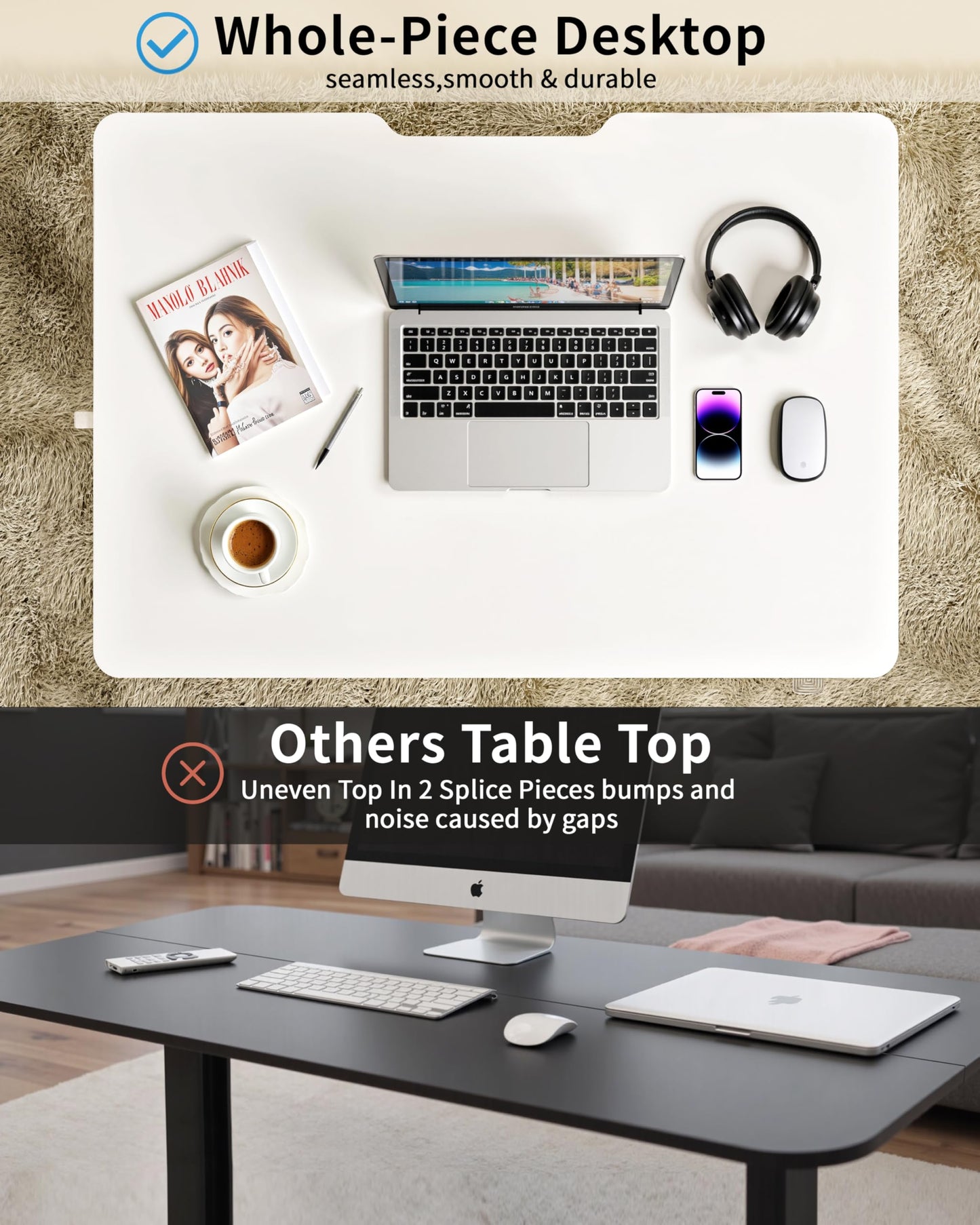 Okin Small Electric Standing Desk, 36" x 24" Whole Piece Height Adjustable Desk, Oak Sit to Stand Computer Workstation with Wheels for Home Office