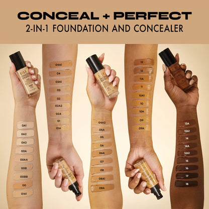 Milani Conceal + Perfect 2-in-1 Foundation + Concealer for a Flawless Complexion, Under Eye Corrector, Cover Redness and Imperfections, Waterproof and Sweatproof - 05A-Natural Beige