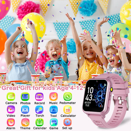 Cosjoype Kids Game Smart Watch for Kids with 39 Puzzle Games HD Touch Screen Camera Music Player Pedometer Alarm Clock Calculator Flashlight 12/24hr Kid Watch Gift for 4-12 Year Old Boys Toys for Kid