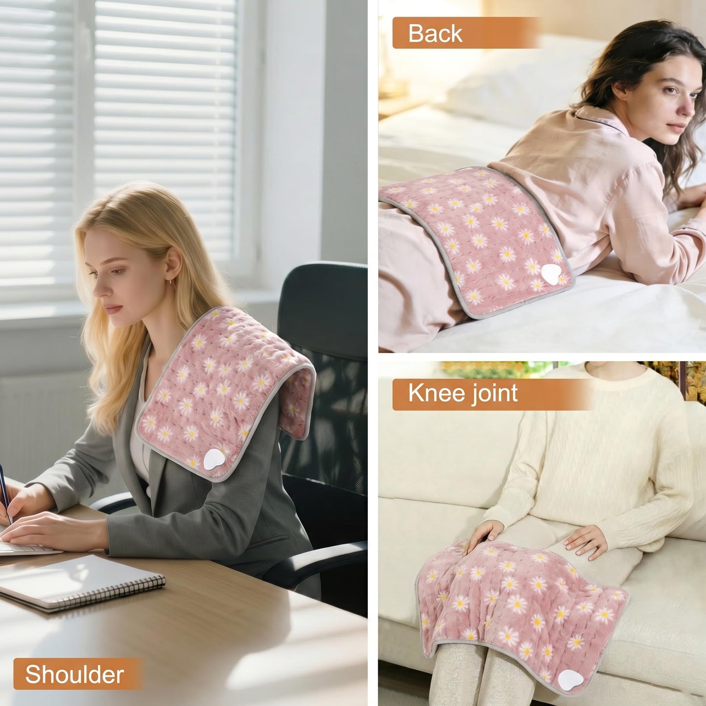 Electric Heating pad with 6 Heat Settings, Auto Shut Off, Dry Electric Heating for Back Neck Knee Arms Legs Shoulder Heat Pads for Christmas Birthday Father Mother's Day (24"X12", Gray Green)