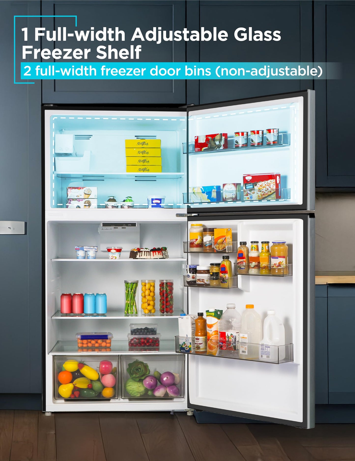 BLACK+DECKER 16.4 Cu. Ft. Top Mount Refrigerator with Freezer, 2 Door Refrigerator with Top Freezer and Separate Temperature Controls, Auto Defrost, BR1640KW, White