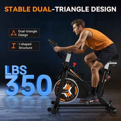 Wenoker Exercise Bike,Indoor Spin Bike with Adjustable Resistance Bluetooth Fitness App, 350 LBS Heavy Duty Frame,Smooth Quiet Belt Drive, Adjustable Handlebars & Seat with Transport Wheels