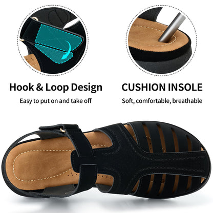 Womens Summer Flat Sandals: Comfortable Closed Toe Dressy Flats Sandals Ankle Strap Casual Outdoor Fisherman Walking Sandal