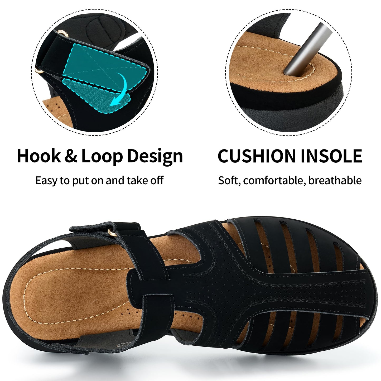 Womens Summer Flat Sandals: Comfortable Closed Toe Dressy Flats Sandals Ankle Strap Casual Outdoor Fisherman Walking Sandal