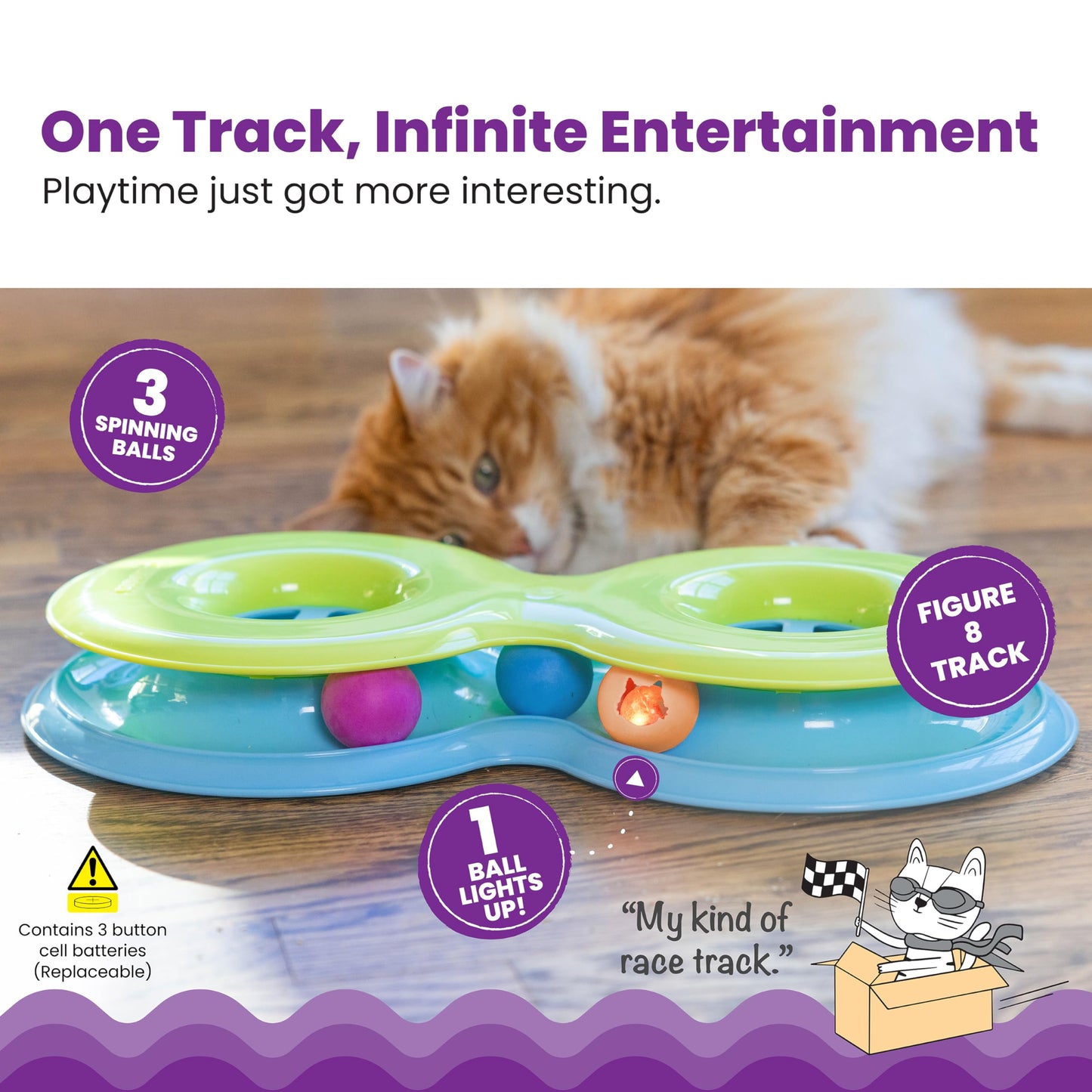 Catstages Tower of Tracks Cat Toy – 3-Level Track Tower with 6 Balls, Interactive Cat Toy for Indoor Enrichment