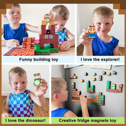 Soyee Magnetic Blocks Building Toys - Build Mine Magnet World Set Toddler Kids Sensory Toys for Boys & Girls Ages 3-5 5-7 8-12, 1'' Magnetic Cubes Game for Boys