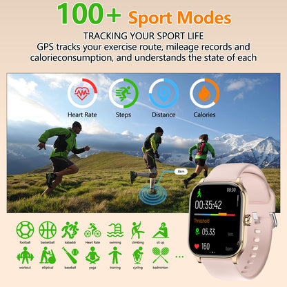 Smart Watch for Women Men, GPS Smartwatches with Heart Rate/SpO2/Sleep/Stress Monitor, 100+ Sports Fitness Watches, IP68 Waterproof Activity Tracker for Android/ iOS Phone (Silver, 1.96"_GPS+Map)